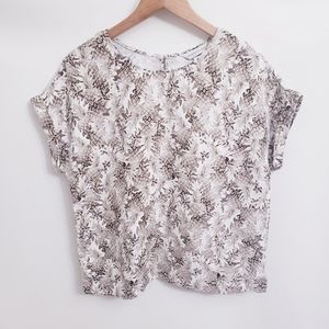 Christopher & Banks Linen Blend Tropical Pineapple Print Short Sleeve Top, Sz S